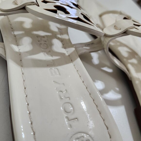 Tory Burch Miller Patent Soft Leather Sandals in Cream Women's Size 9.5 - Picture 8 of 12